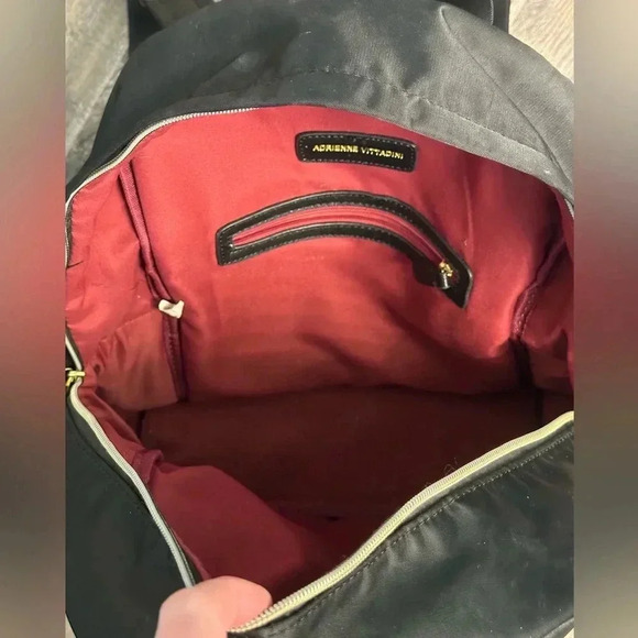 Adrienne Vittadini black nylon backpack and/or diaper bag adjustable straps - Picture 4 of 6